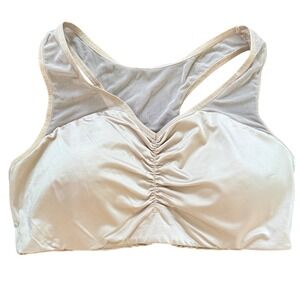 True & Co Wireless Comfort Bra Beige Ruched Front Racerback Lounge Size L